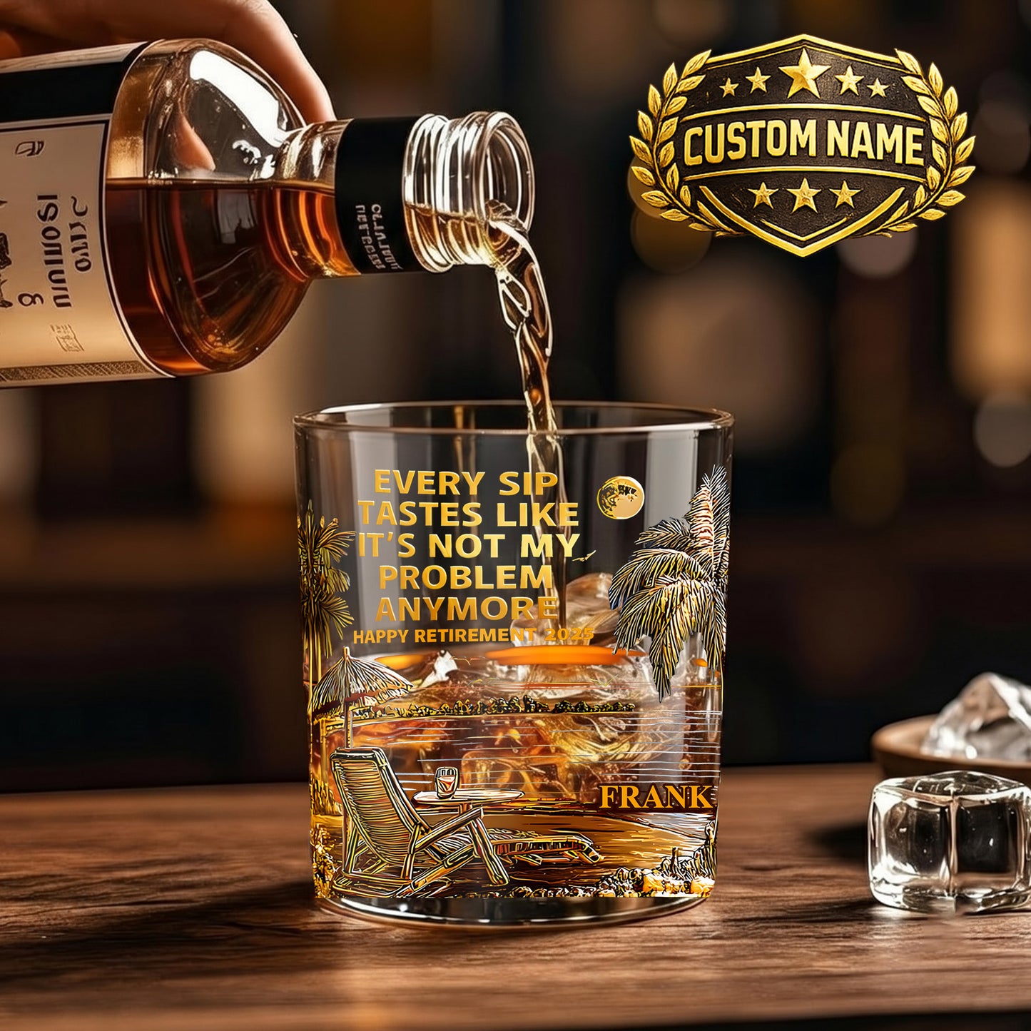 Personalized Retirement Whiskey Glass - Custom Farewell Gift