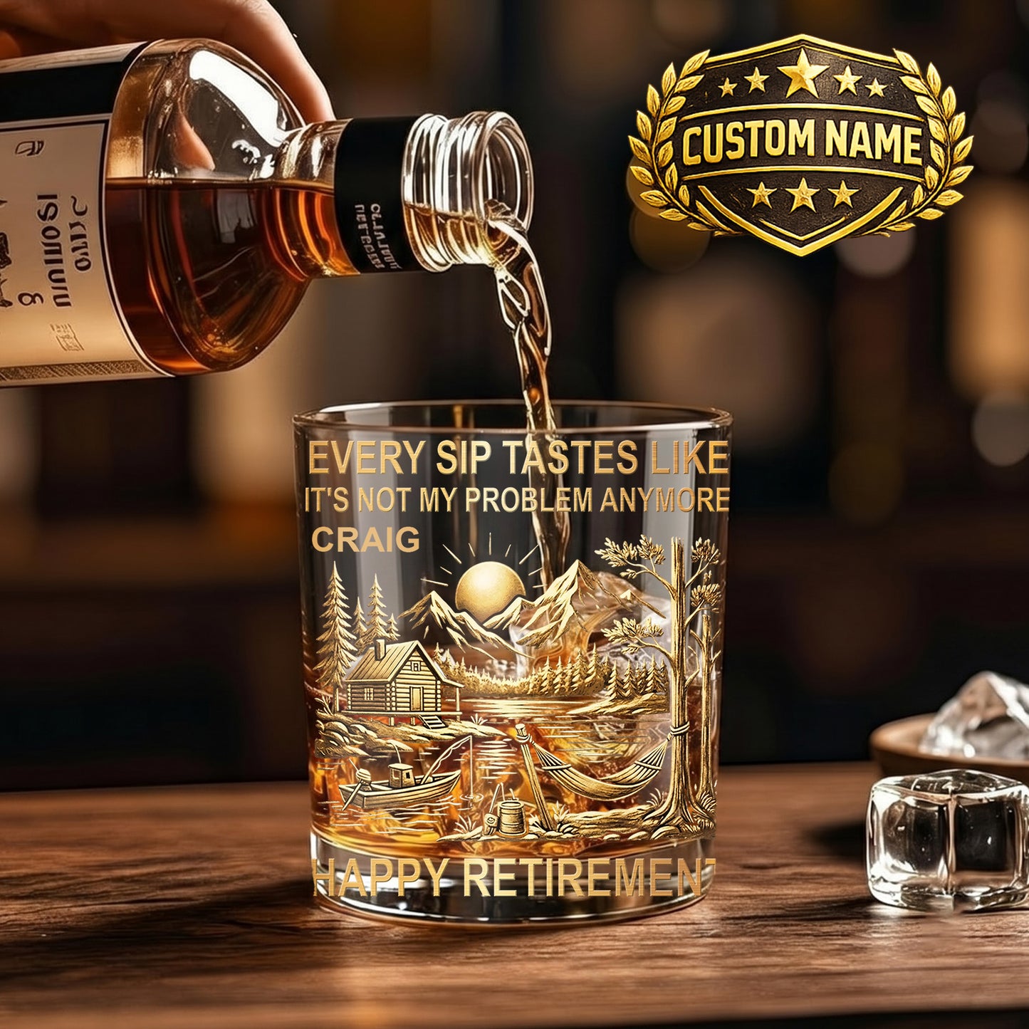 Personalized Retirement Whiskey Glass - Custom Farewell Gift