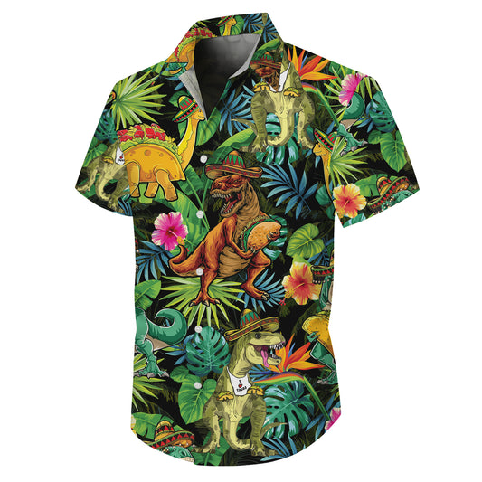 Funny Dinosaur Taco Sombrero Tropical Hawaiian Shirt for Men & Women Aloha