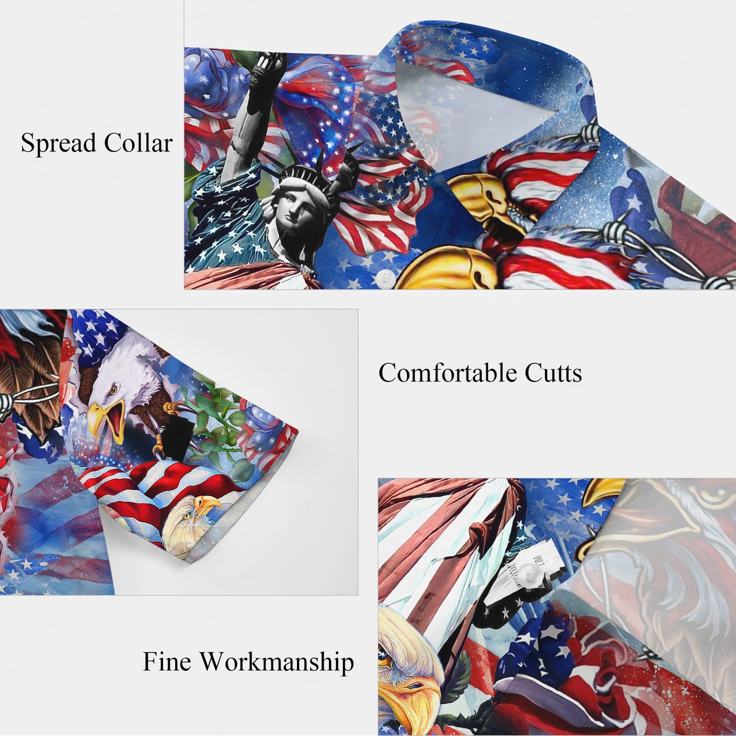 Patriotic Bald Eagle American Flag Hawaiian Shirt for Men & Women Aloha