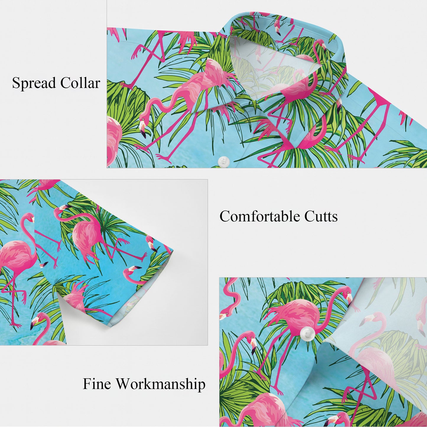 Pink Flamingo Palm Leaf Tropical Hawaiian Shirt for Men & Women Aloha