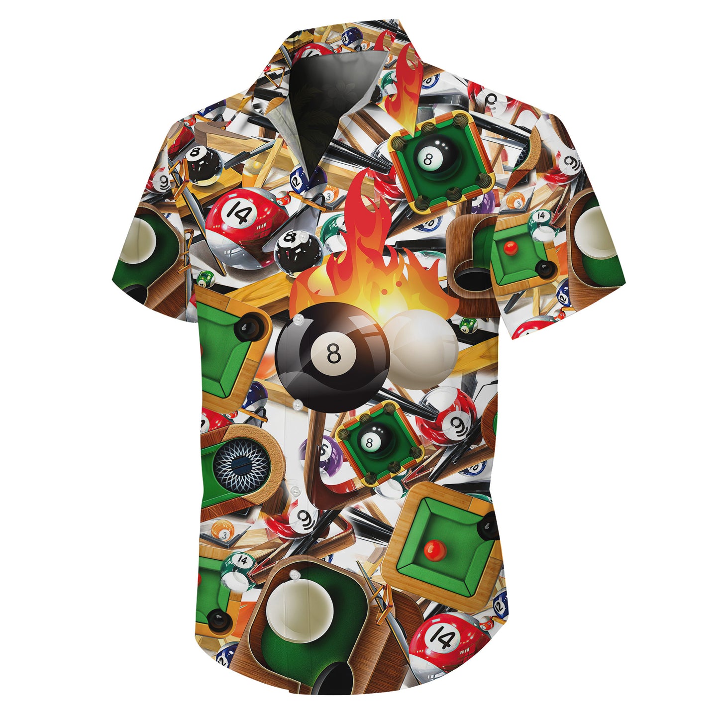 Billiards 8 Ball Pool Fire Game Hawaiian Shirt for Men & Women Aloha
