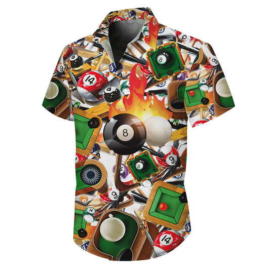 Billiards 8 Ball Pool Fire Game Hawaiian Shirt for Men & Women Aloha