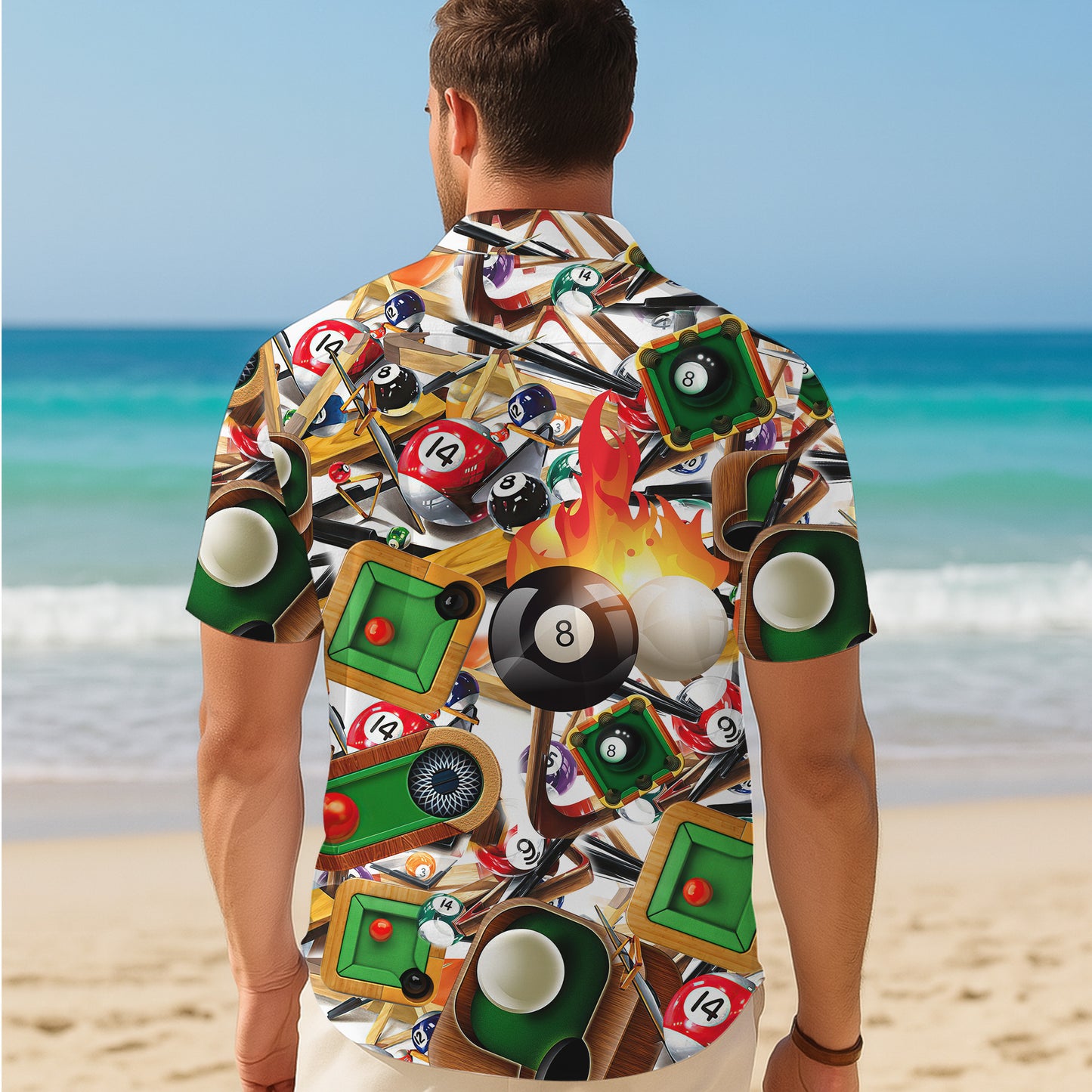 Billiards 8 Ball Pool Fire Game Hawaiian Shirt for Men & Women Aloha