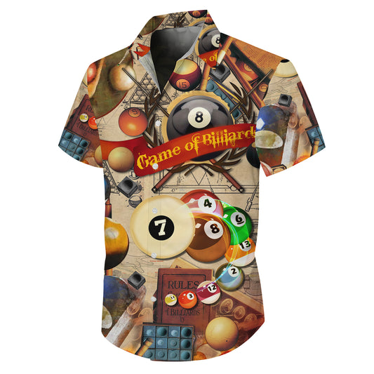 Vintage Billiards Game Rules Pool Balls Hawaiian Shirt for Men & Women Aloha