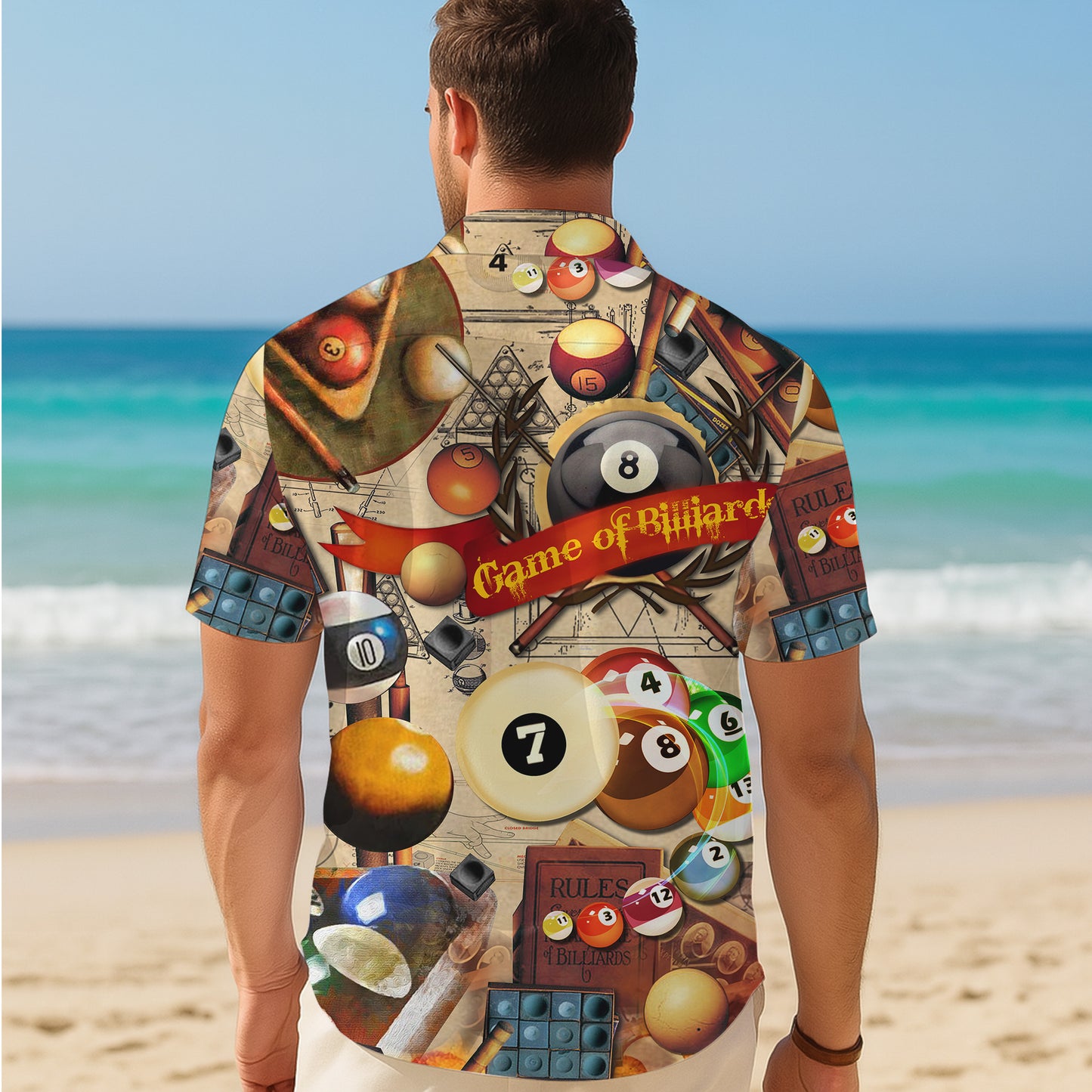 Vintage Billiards Game Rules Pool Balls Hawaiian Shirt for Men & Women Aloha