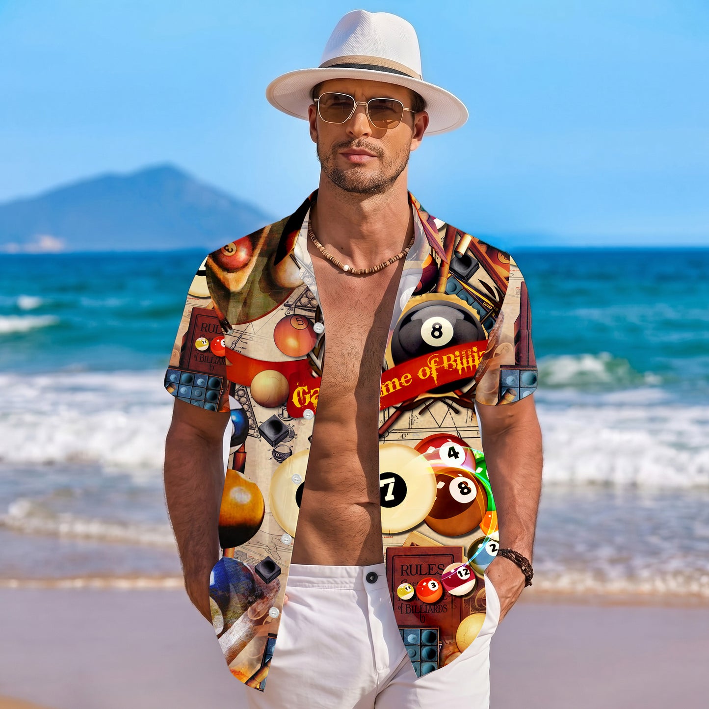 Vintage Billiards Game Rules Pool Balls Hawaiian Shirt for Men & Women Aloha