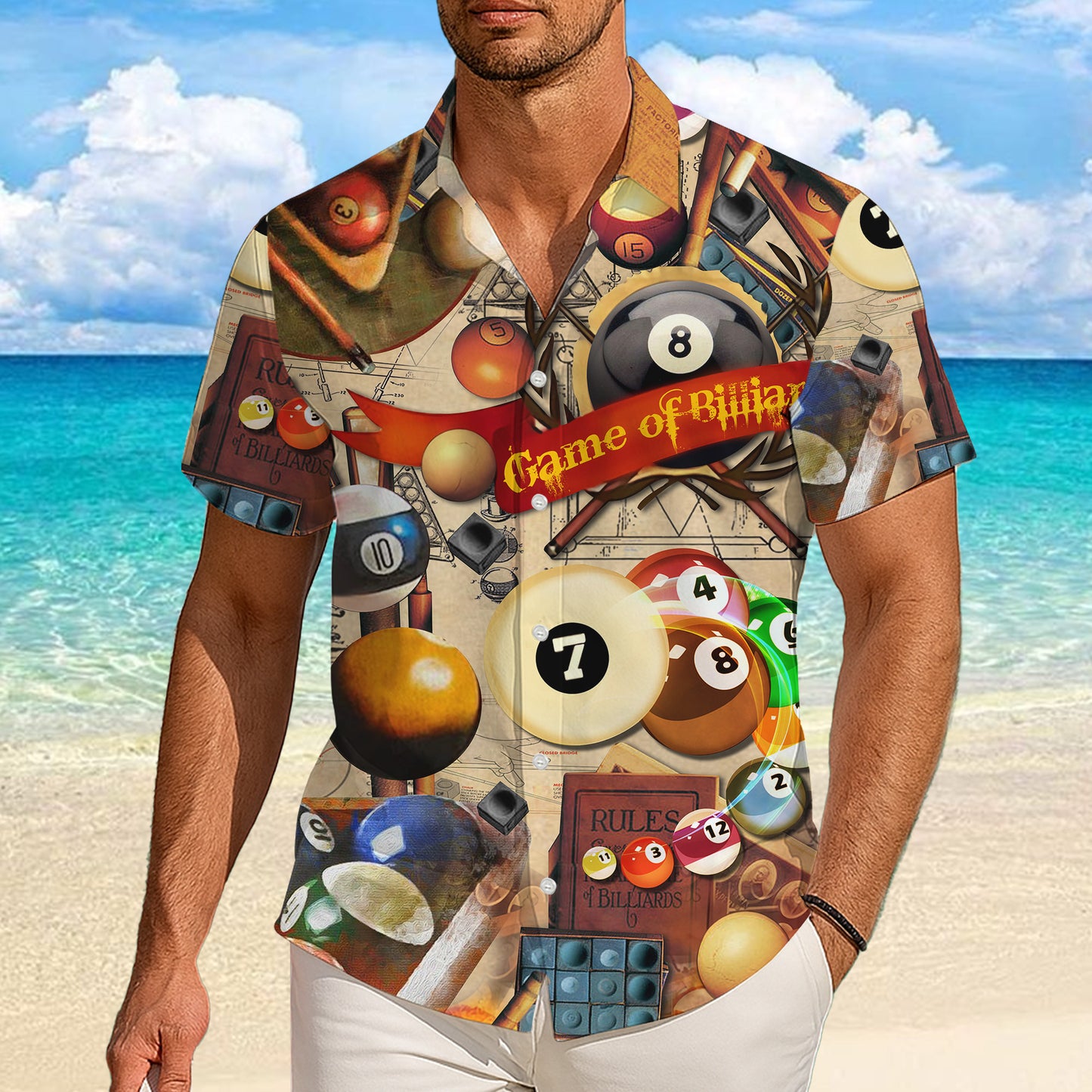 Vintage Billiards Game Rules Pool Balls Hawaiian Shirt for Men & Women Aloha