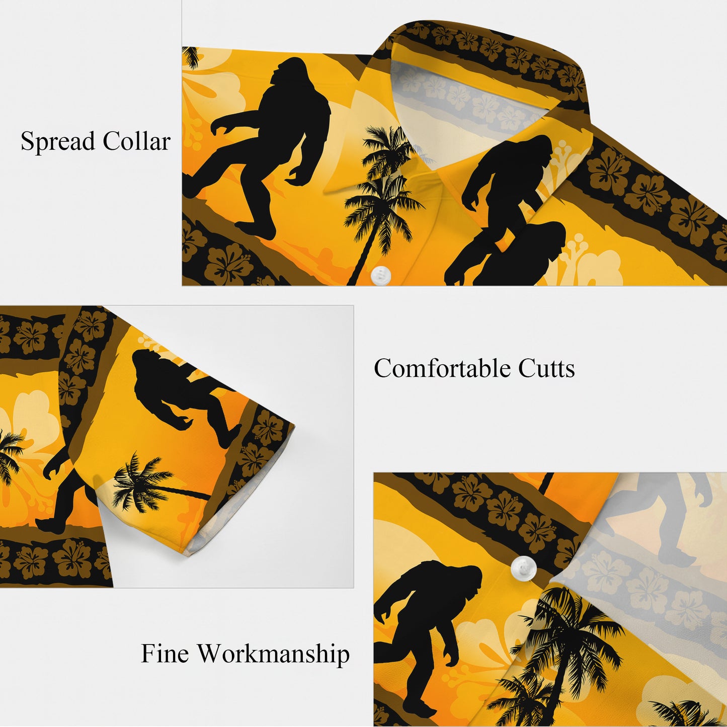 Bigfoot Tropical Sunset Palm Tree Silhouette Hawaiian Shirt Men Women Aloha
