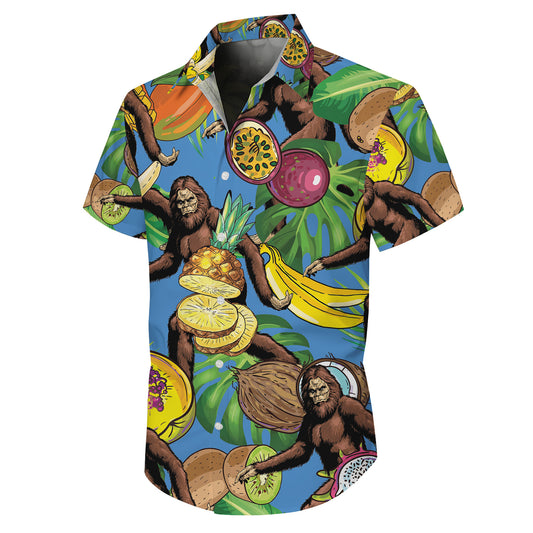 Bigfoot Tropical Fruit Pineapple Banana Hawaiian Shirt for Men & Women Aloha