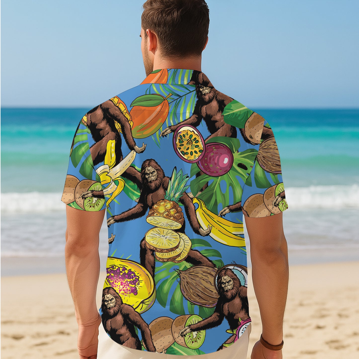 Bigfoot Tropical Fruit Pineapple Banana Hawaiian Shirt for Men & Women Aloha