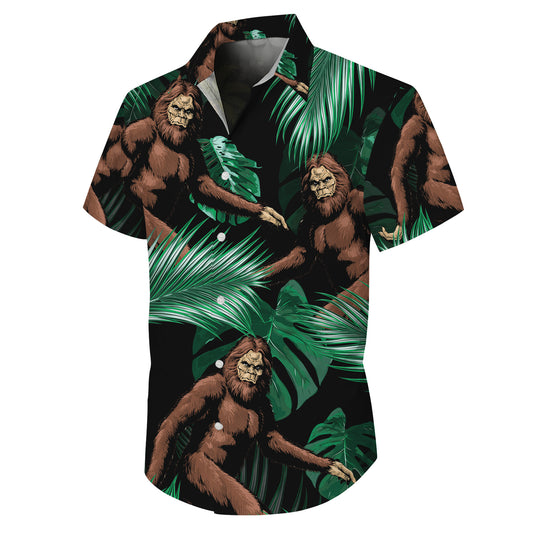 Bigfoot Tropical Leaves Jungle Pattern Hawaiian Shirt for Men & Women Aloha