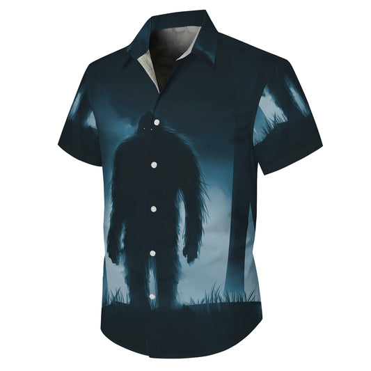 Bigfoot Dark Atmospheric Forest Silhouette Hawaiian Shirt Men Women Casual Aloha