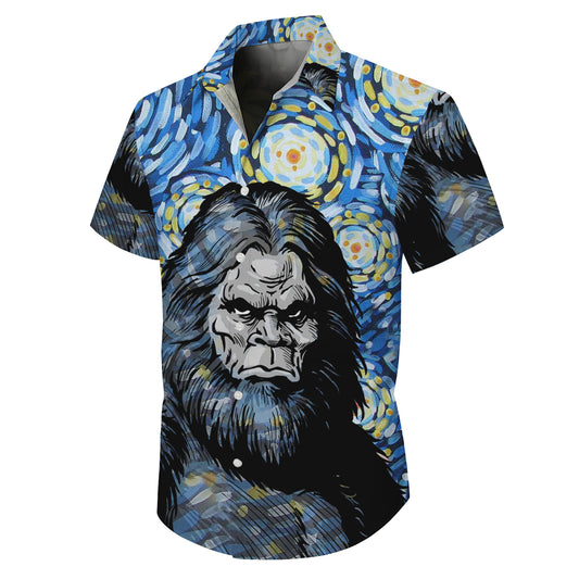 Bigfoot Starry Night Artistic Style Hawaiian Shirt for Men & Women Aloha