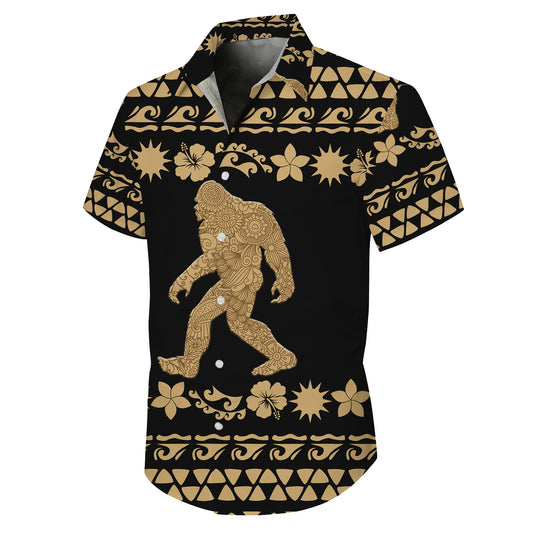 Bigfoot Sasquatch Polynesian Tribal Pattern Hawaiian Shirt for Men & Women Aloha