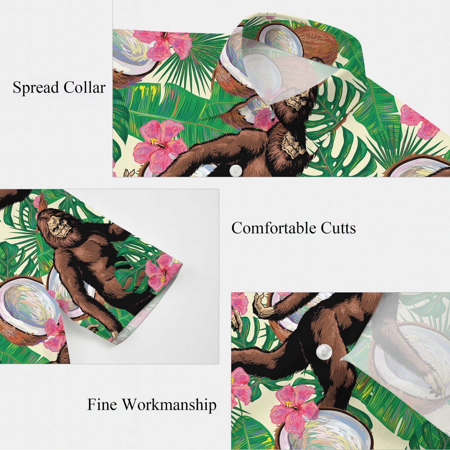 Bigfoot Coconut Tropical Hibiscus Flower Hawaiian Shirt for Men & Women Aloha