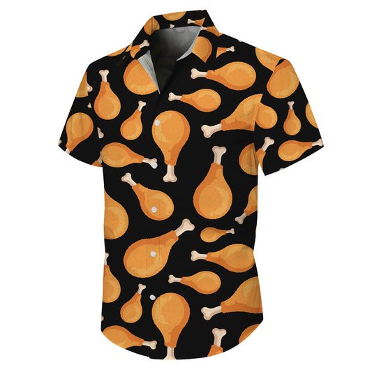 Fried Chicken Drumstick Pattern Hawaiian Shirt for Men & Women Casual Aloha
