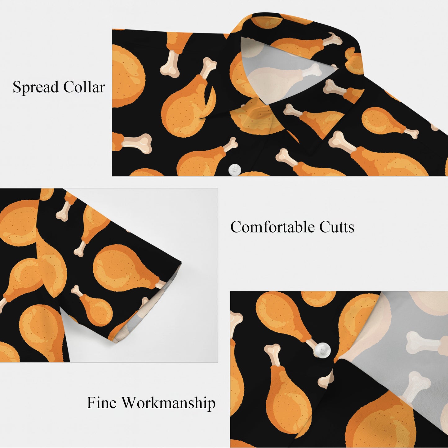 Fried Chicken Drumstick Pattern Hawaiian Shirt for Men & Women Casual Aloha