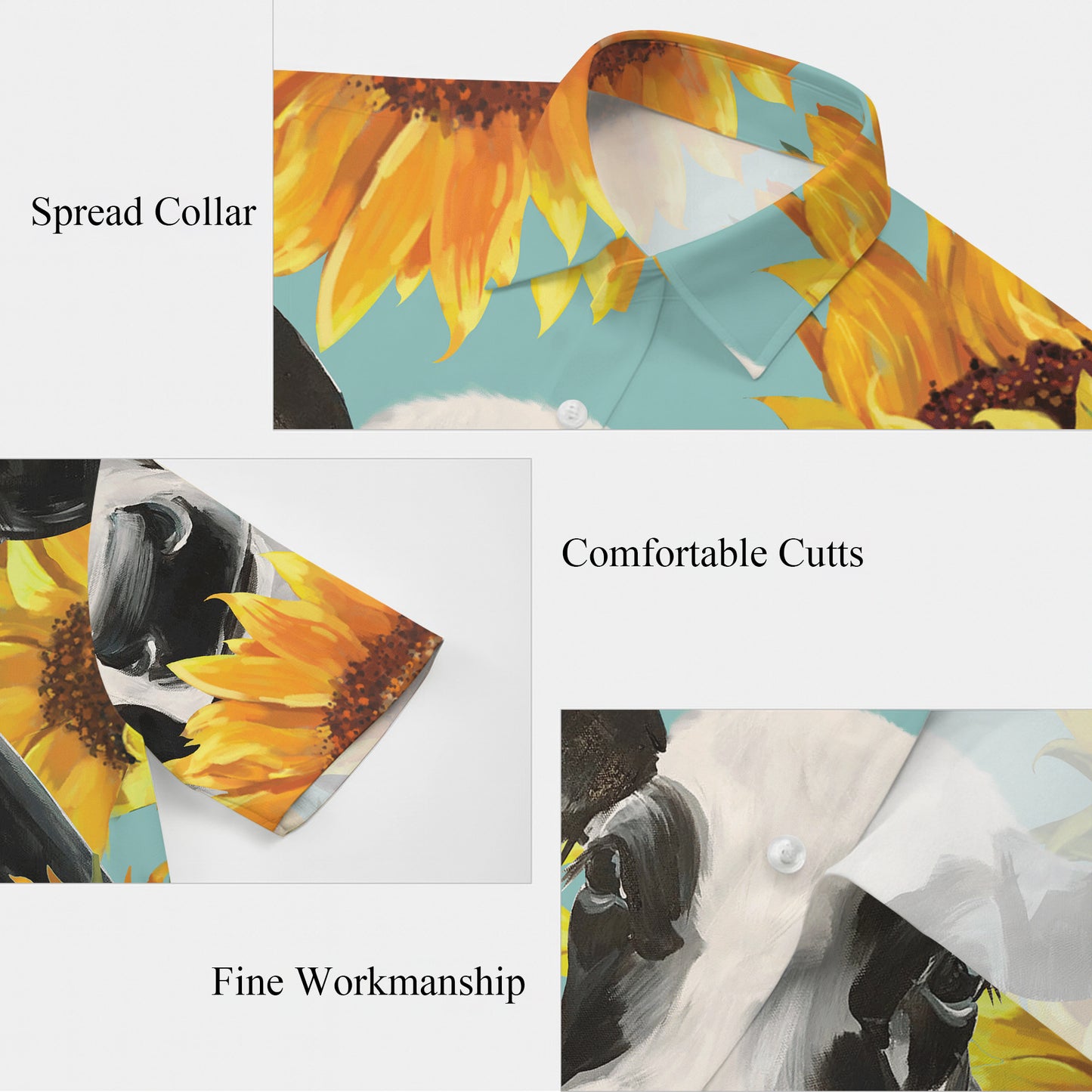 Farm Cow & Sunflower Pattern Hawaiian Shirt Men Women Casual Summer Aloha Shirt