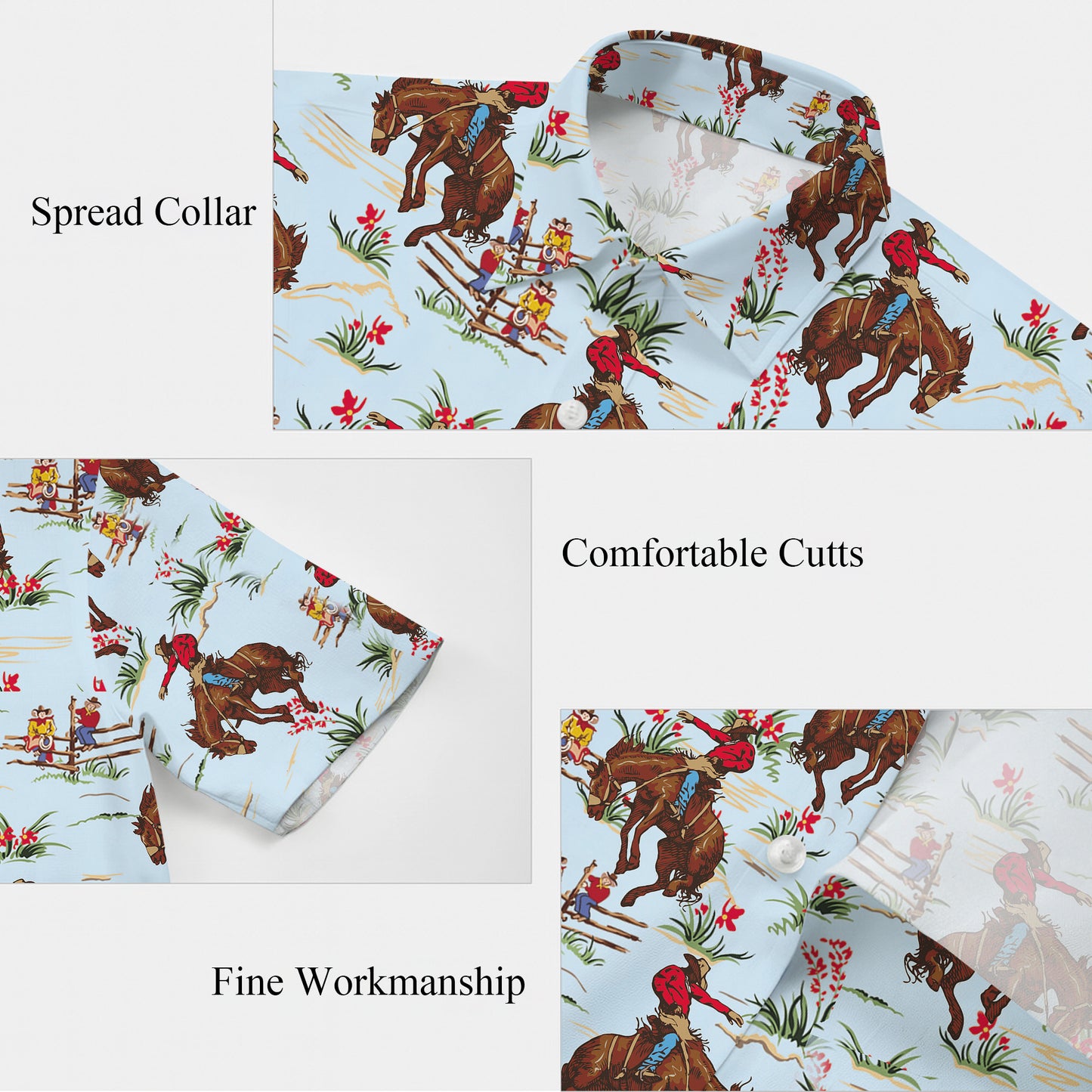 Western Cowboy Riding Rodeo Horse Pattern Hawaiian Shirt Men Women Casual Aloha