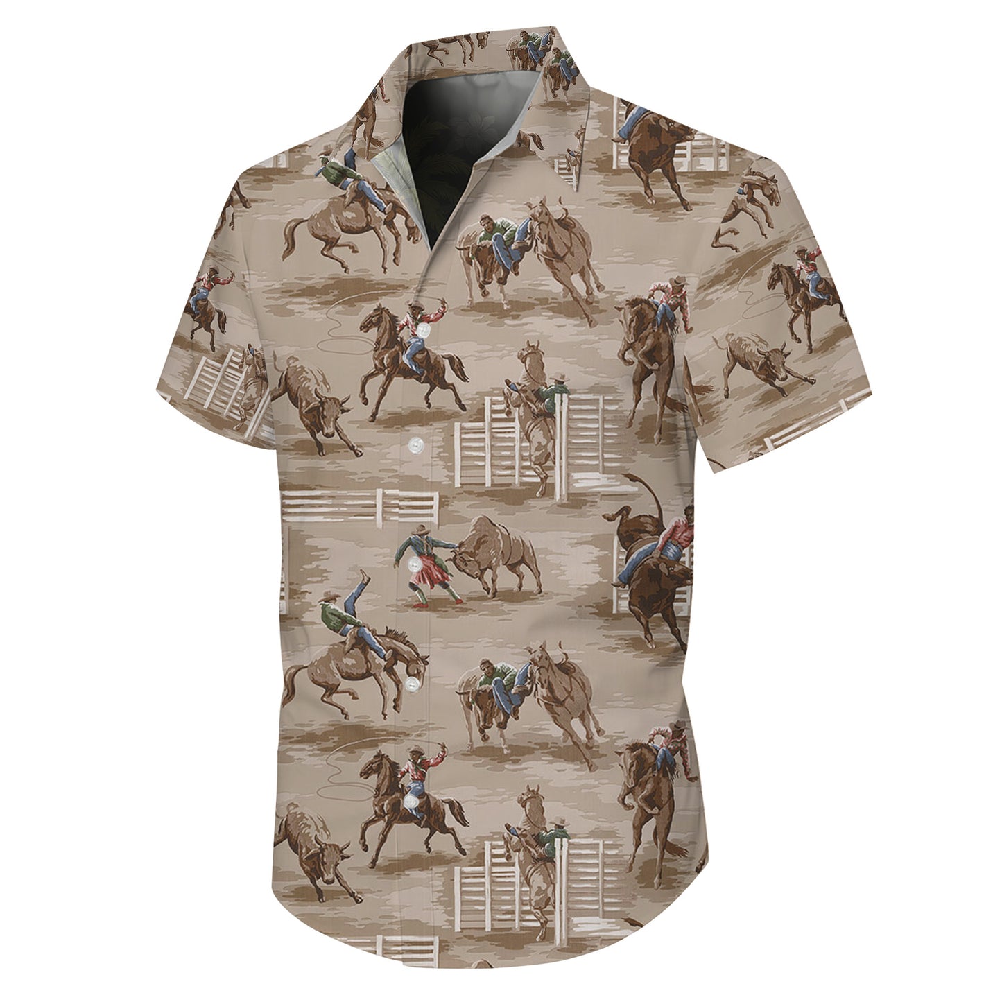 Western Cowboy Bull Riding Rodeo Competition Pattern Hawaiian Shirt Men Women