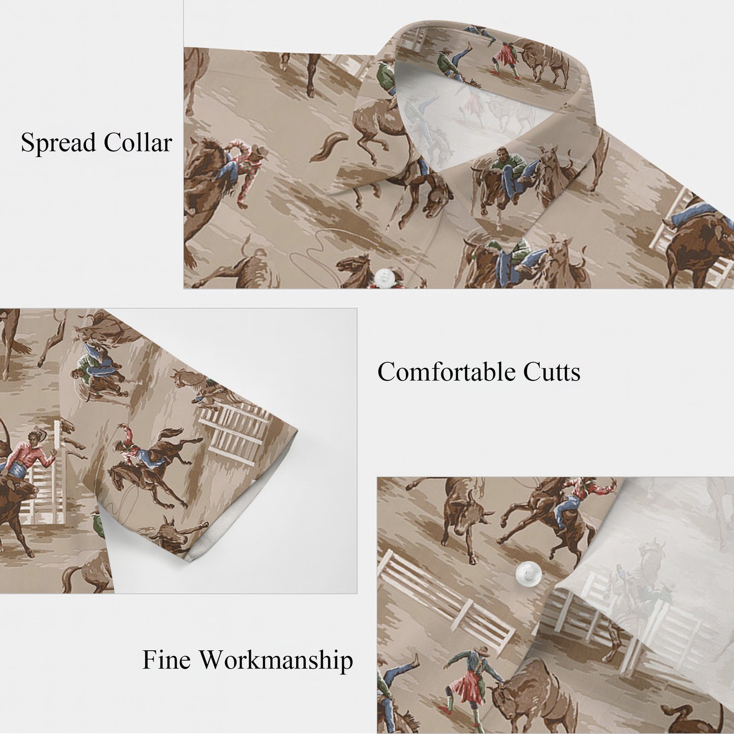 Western Cowboy Bull Riding Rodeo Competition Pattern Hawaiian Shirt Men Women