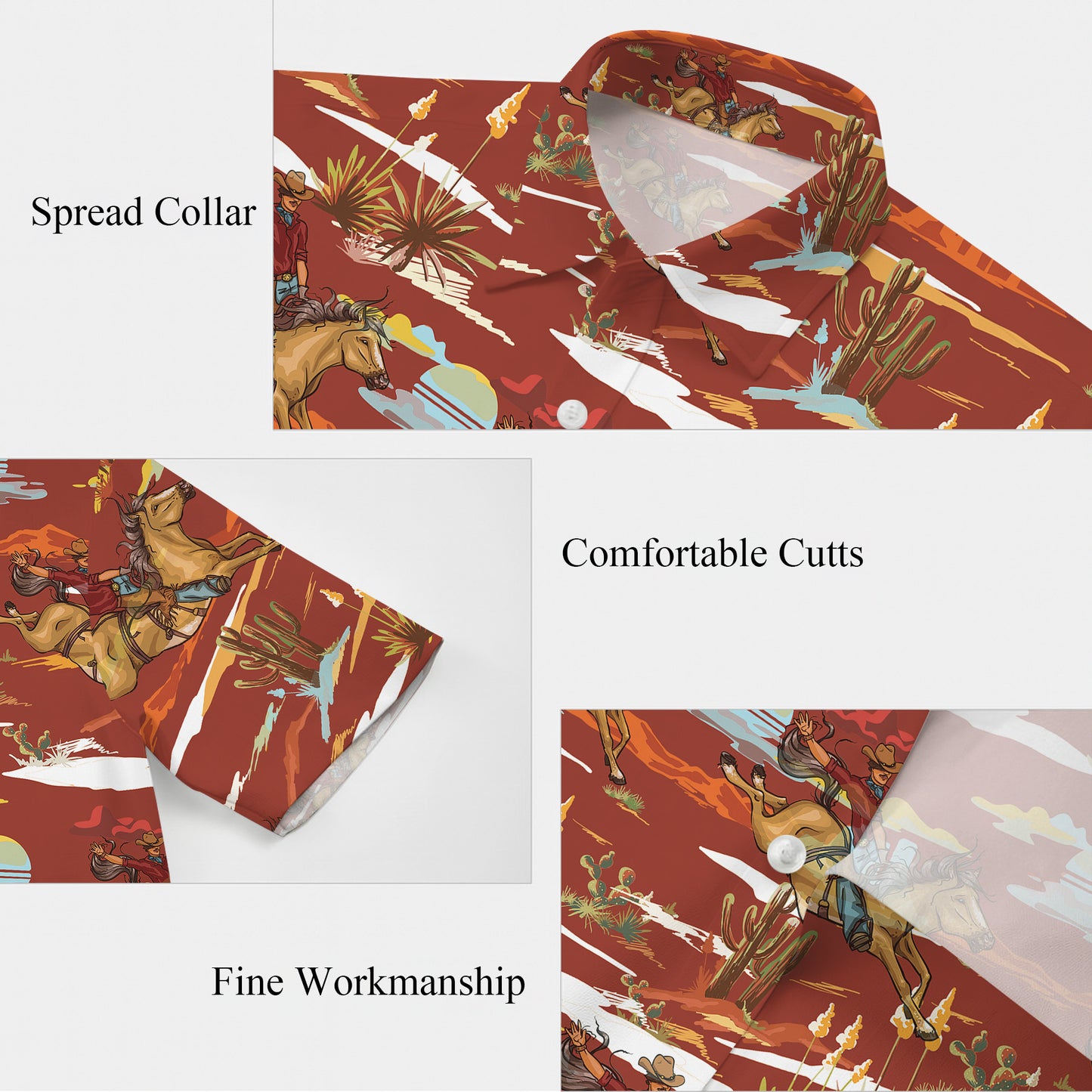 Western Cowboy Rodeo Horse Sunset Desert Pattern Hawaiian Shirt Men Women Aloha
