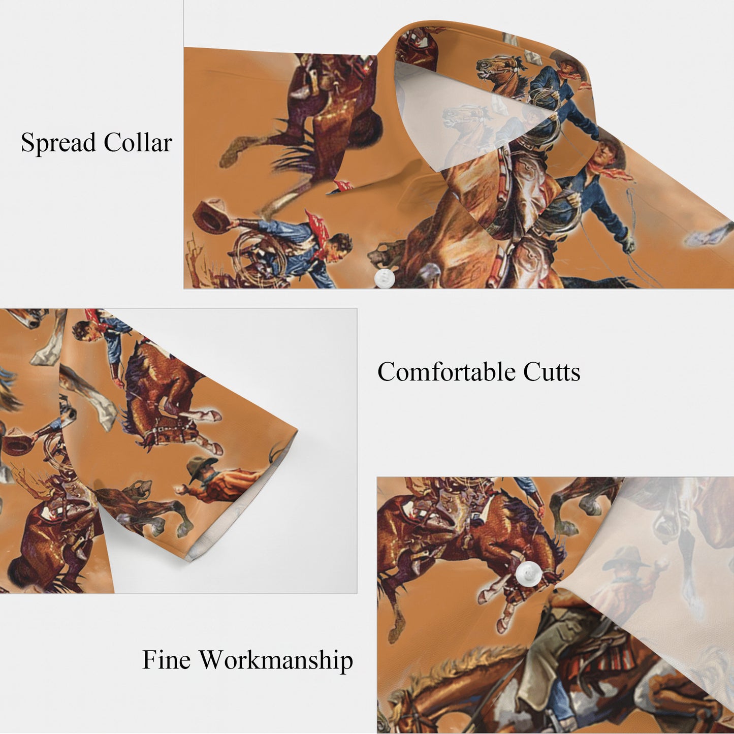 Vintage Western Cowboy Bronco Rodeo Pattern Hawaiian Shirt Men Women Aloha