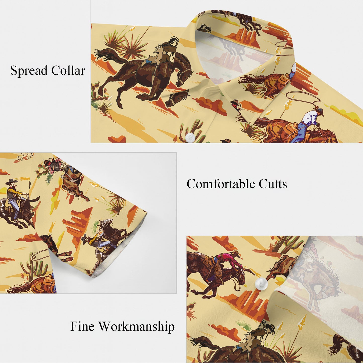 Western Cowboy Rodeo Horse Desert Landscape Pattern Hawaiian Shirt Men Women
