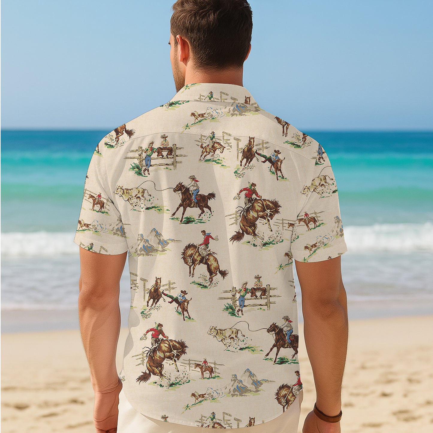 Vintage Western Cowboy Ranch Life Rodeo Pattern Hawaiian Shirt Men Women Aloha