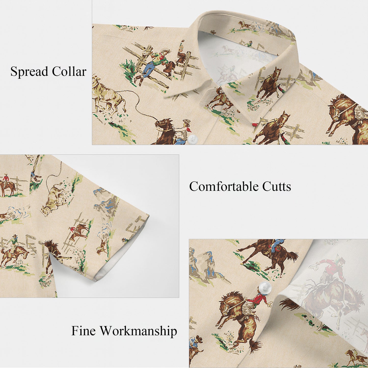 Vintage Western Cowboy Ranch Life Rodeo Pattern Hawaiian Shirt Men Women Aloha