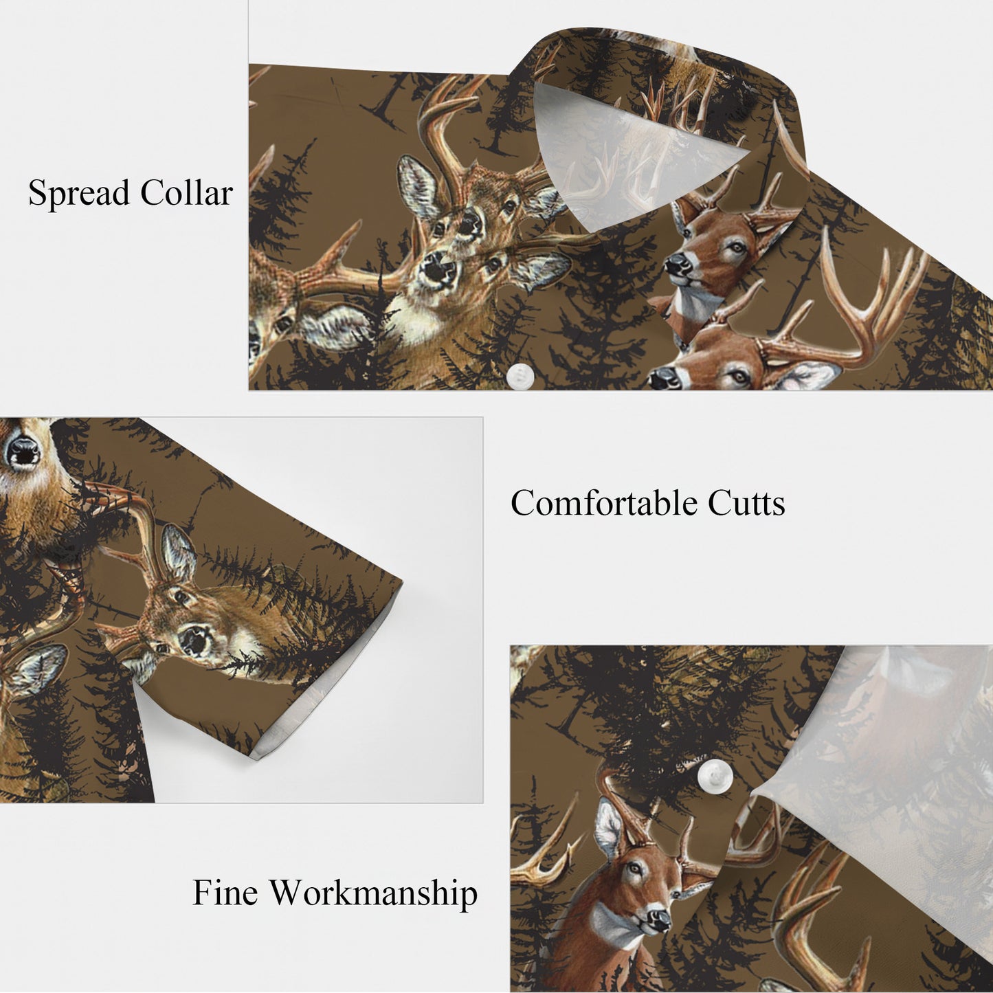 Vintage Deer & Forest Pattern Hawaiian Shirt Men Women Casual Outdoor Aloha Shirt