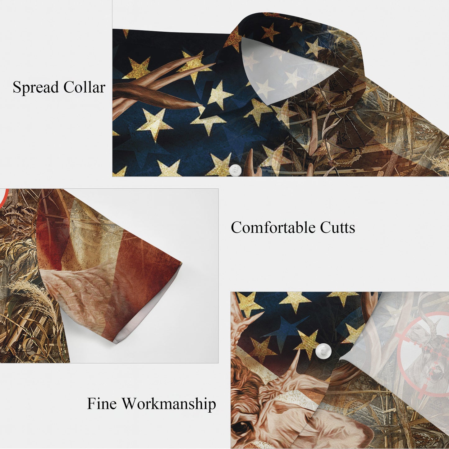 American Flag Deer Hunting Camo Pattern Hawaiian Shirt Men Women Outdoor Aloha