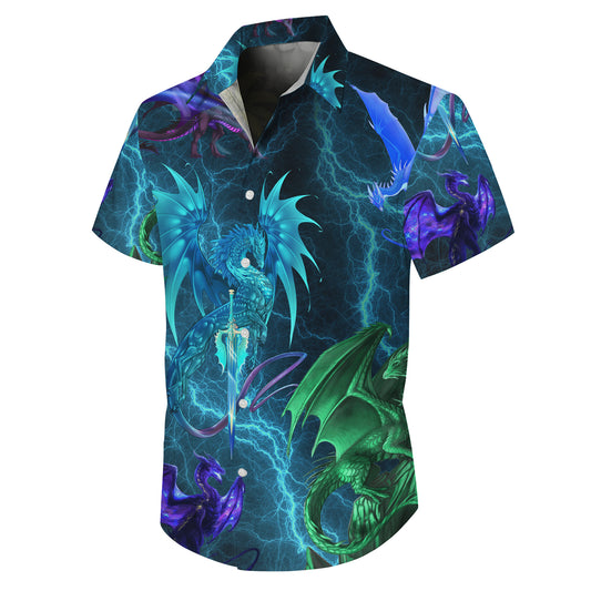 Mystic Dragons & Lightning Hawaiian Shirt Men Women Casual Aloha Beach Vacation
