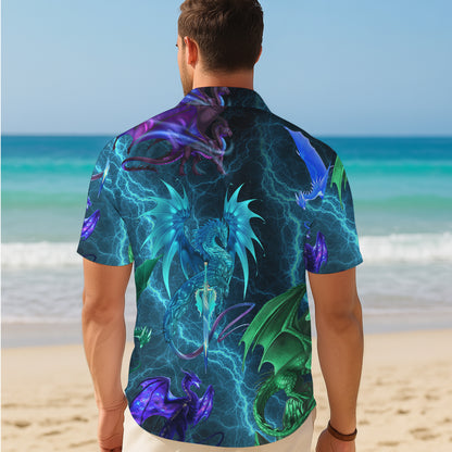 Mystic Dragons & Lightning Hawaiian Shirt Men Women Casual Aloha Beach Vacation