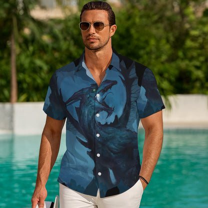 Dark Blue Mythical Dragon Hawaiian Shirt Men Women Casual Aloha Beach
