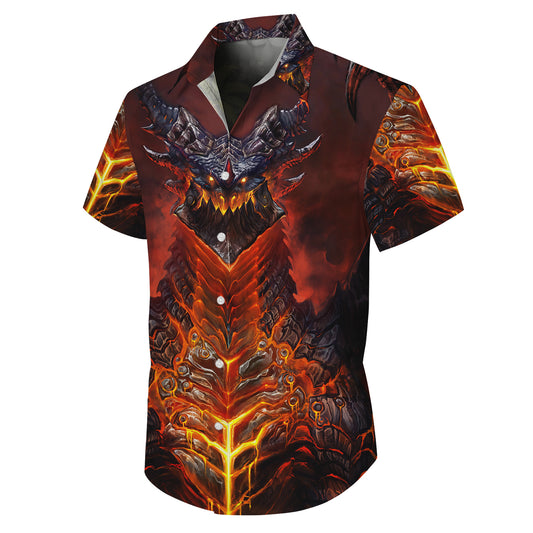 Magma Lava Dragon King Hawaiian Shirt Men Women Casual Aloha Beach Vacation