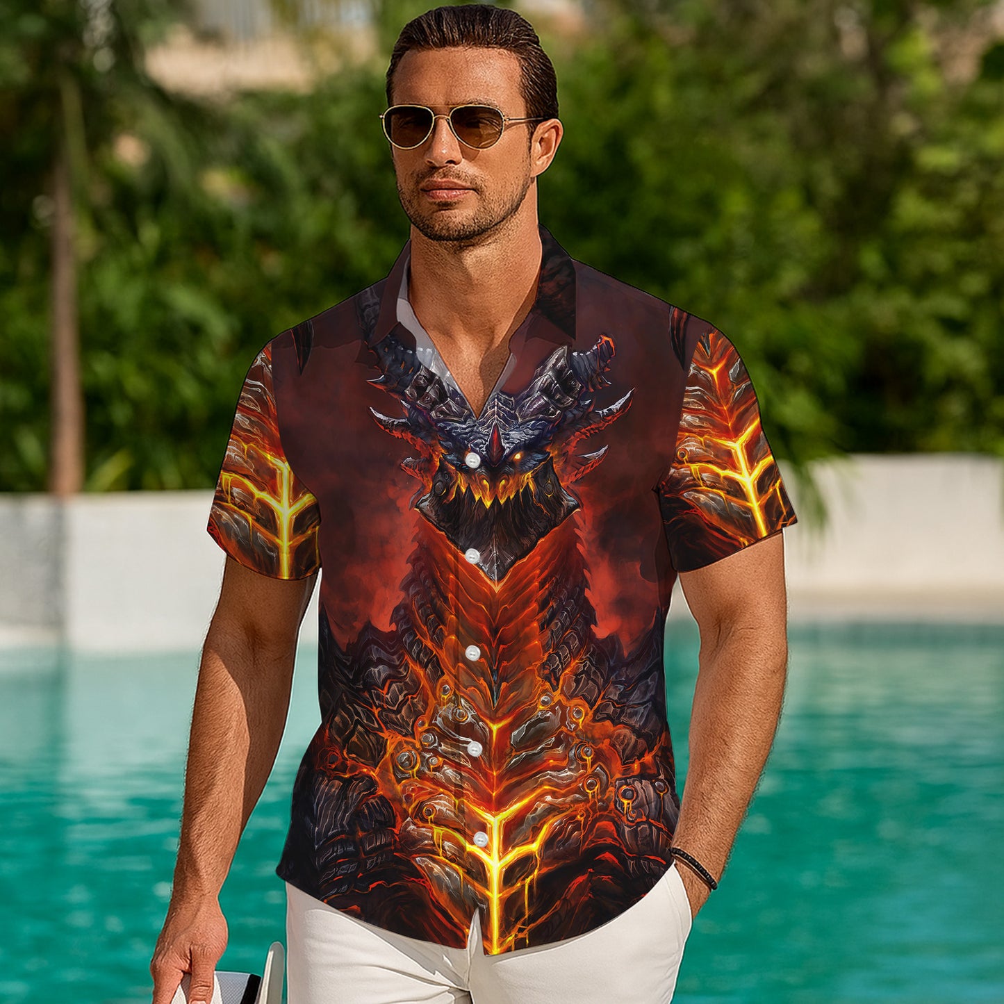 Magma Lava Dragon King Hawaiian Shirt Men Women Casual Aloha Beach Vacation