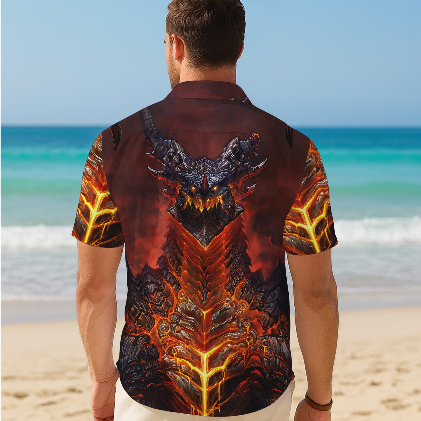 Magma Lava Dragon King Hawaiian Shirt Men Women Casual Aloha Beach Vacation