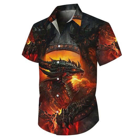 Underworld Lava Fire Dragon Hawaiian Shirt Men Women Casual Aloha Beach