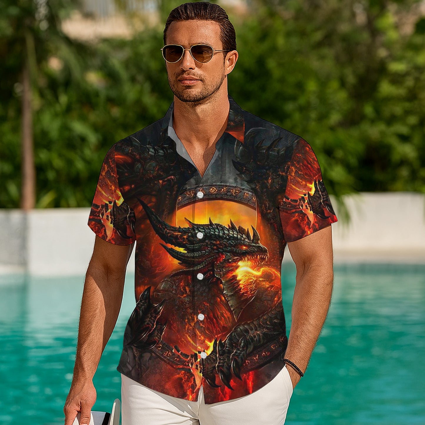 Underworld Lava Fire Dragon Hawaiian Shirt Men Women Casual Aloha Beach