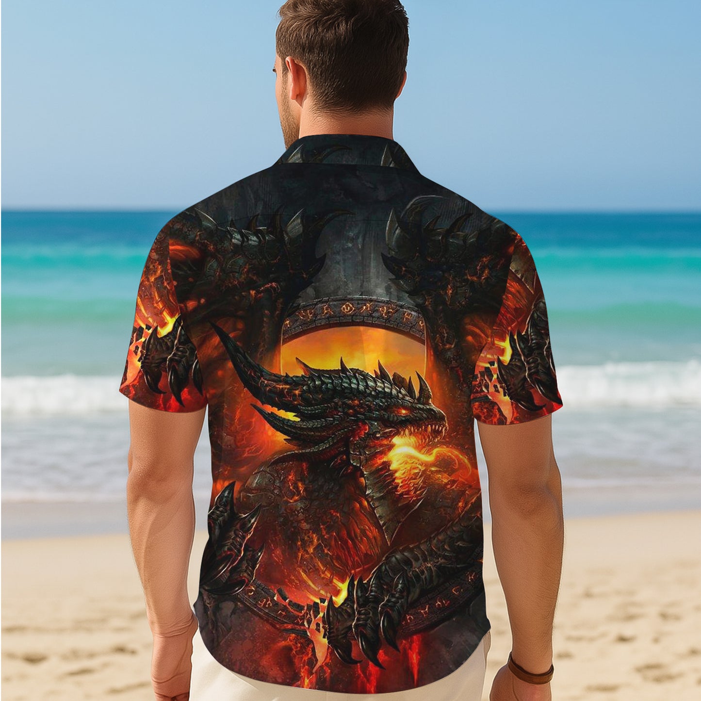 Underworld Lava Fire Dragon Hawaiian Shirt Men Women Casual Aloha Beach
