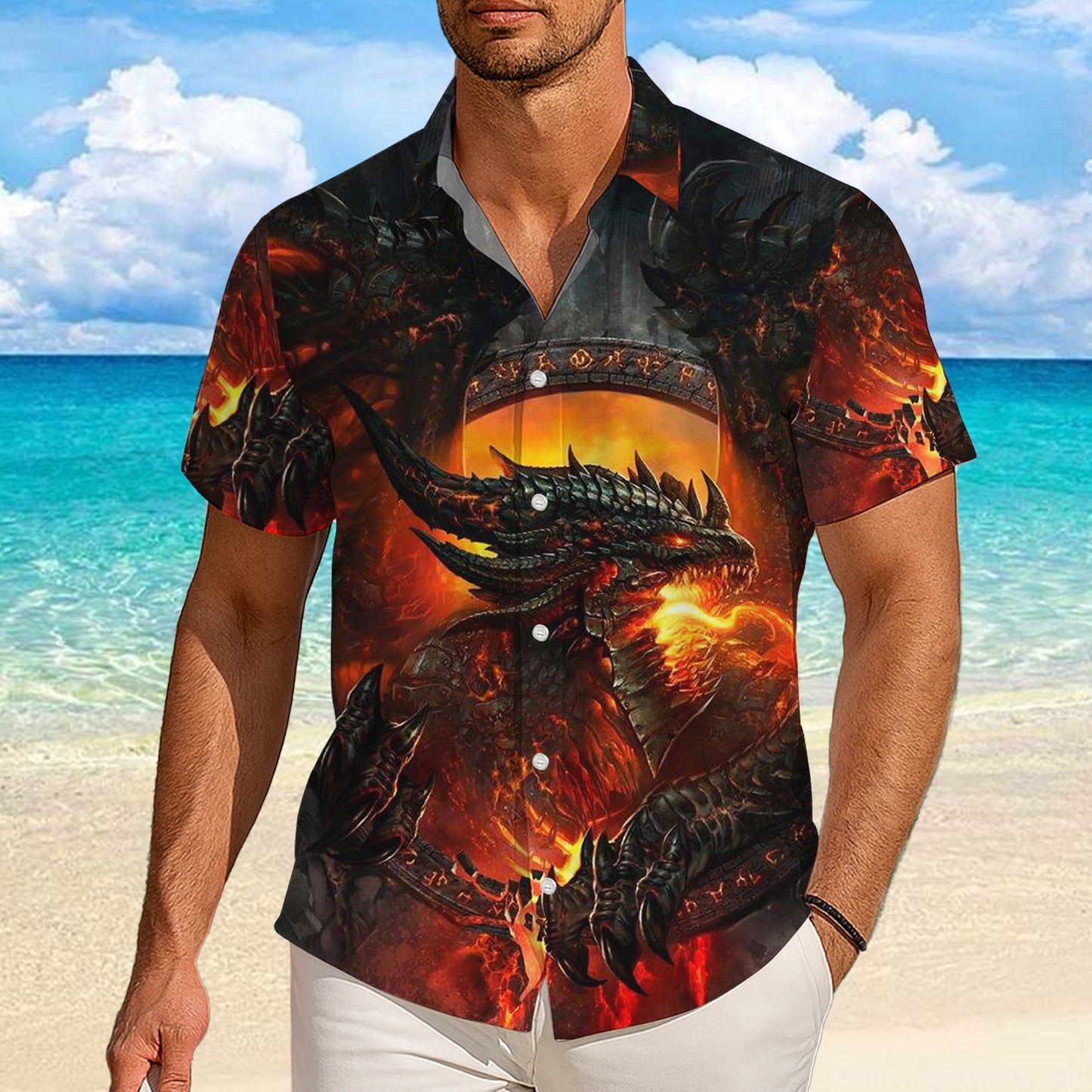 Underworld Lava Fire Dragon Hawaiian Shirt Men Women Casual Aloha Beach