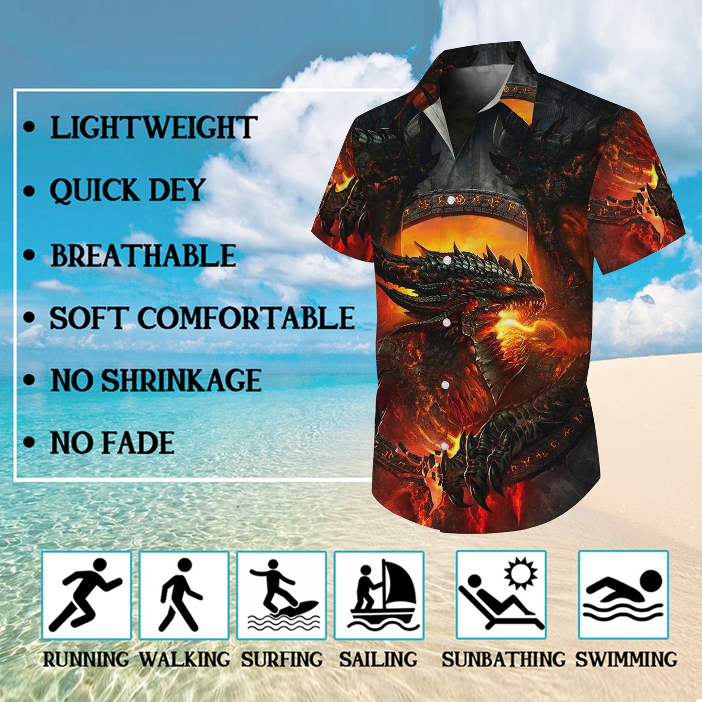 Underworld Lava Fire Dragon Hawaiian Shirt Men Women Casual Aloha Beach