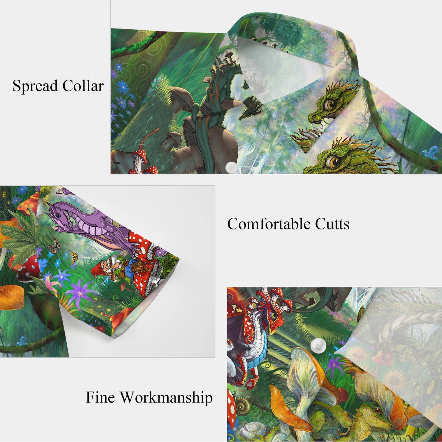 Cute Dragons & Magic Mushroom Forest Hawaiian Shirt Men Women Aloha Beach