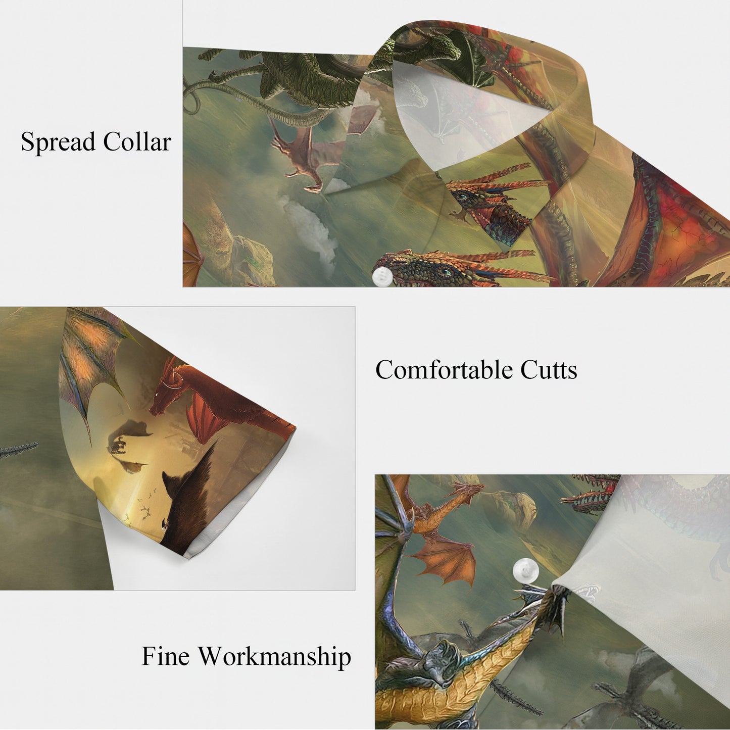 Epic Mythical Dragons Flying in Fantasy Sky Pattern Hawaiian Shirt Men