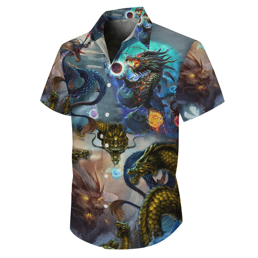 Magical Fantasy Dragon & Energy Orb Pattern Hawaiian Shirt Men Women Aloha