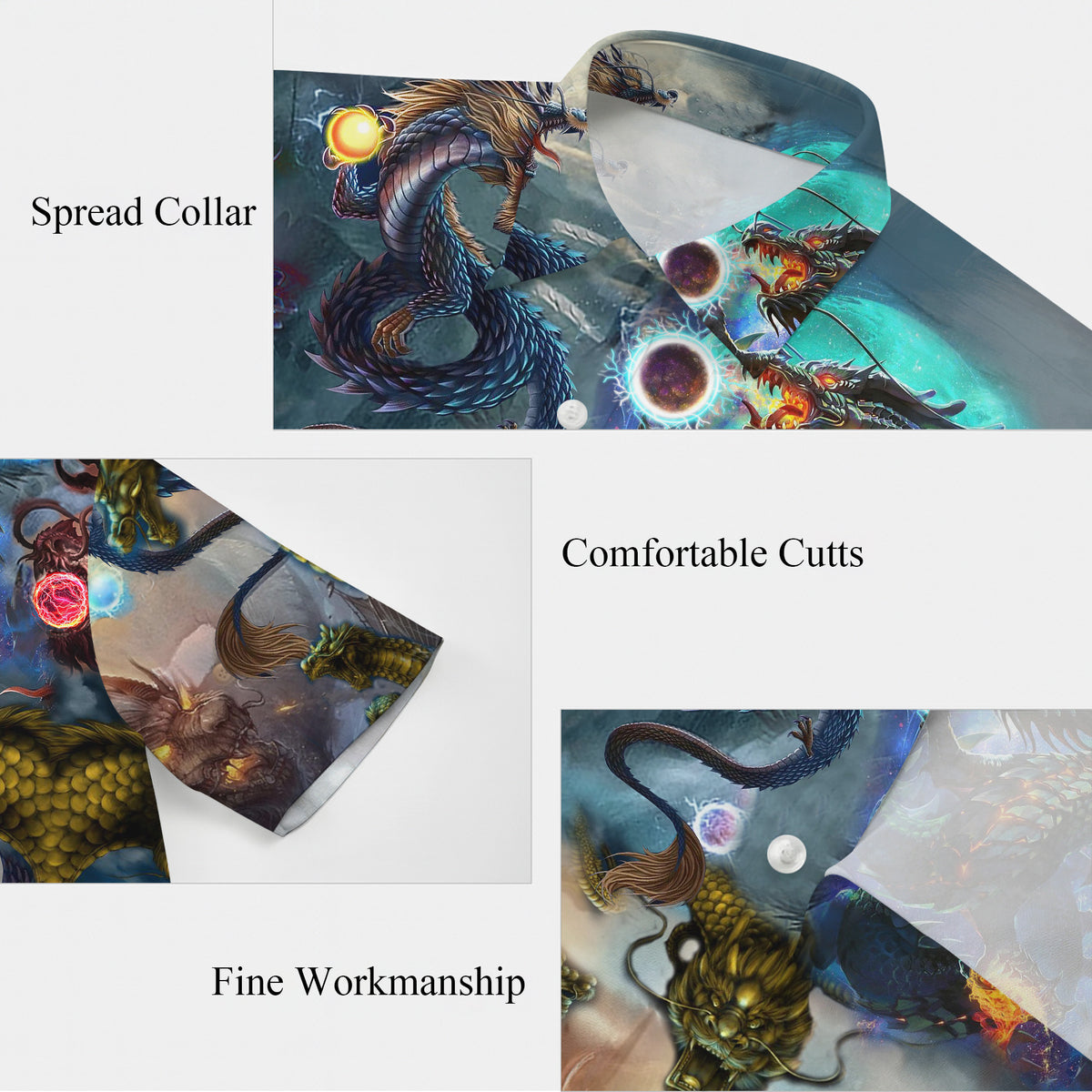 Magical Fantasy Dragon & Energy Orb Pattern Hawaiian Shirt Men Women Aloha