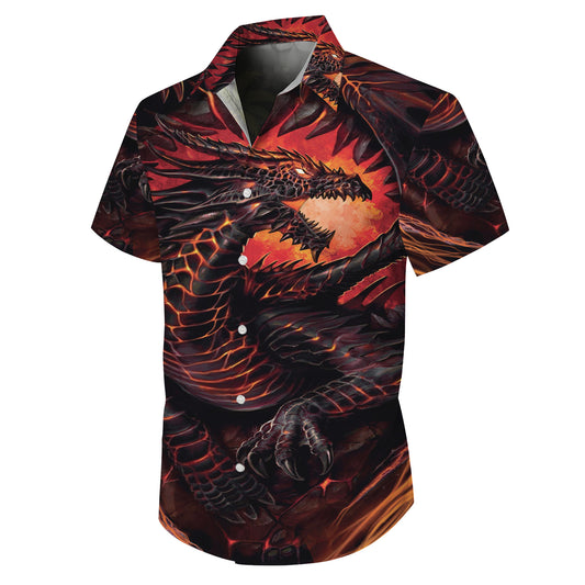 Lava Fire Dragon Hawaiian Shirt Men Women Casual Aloha Beach Vacation