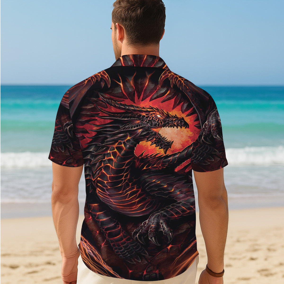 Lava Fire Dragon Hawaiian Shirt Men Women Casual Aloha Beach Vacation